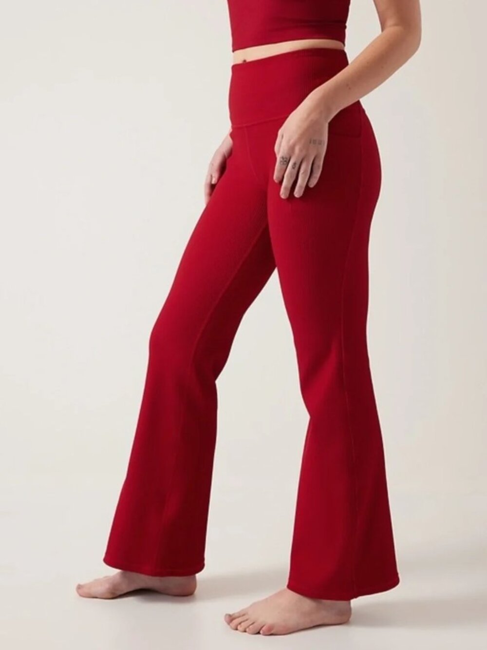 Athleta Salutation Stash Rib Flare in Candy Red